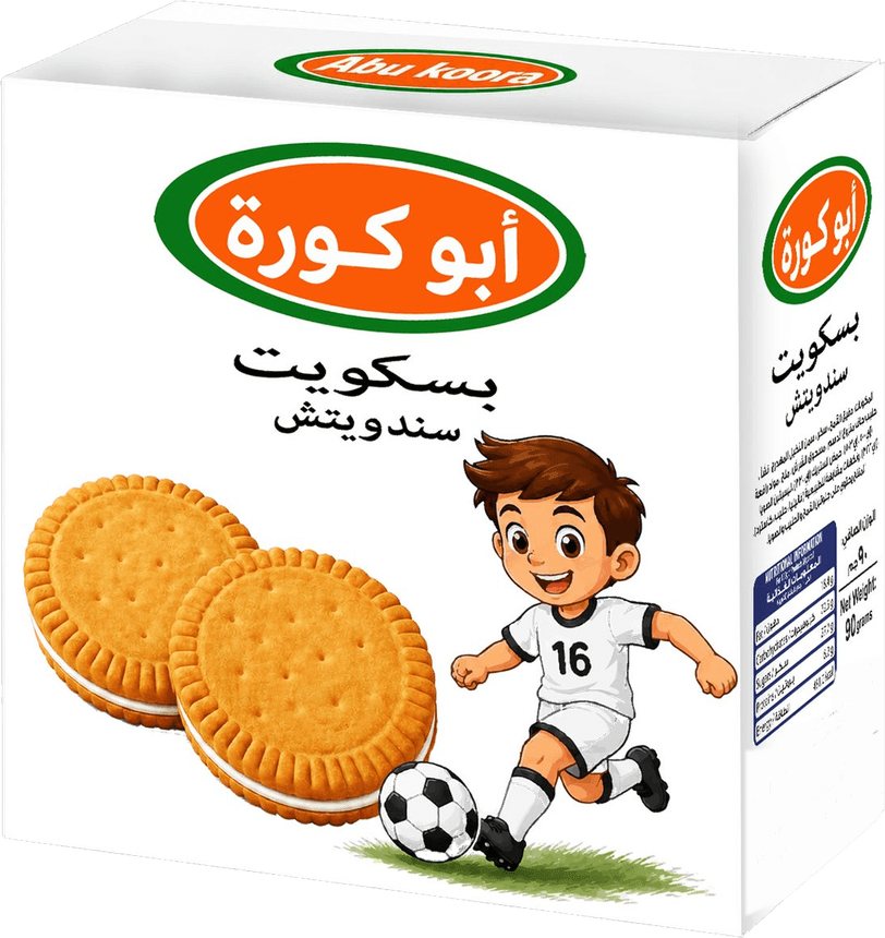 كرتونة بسكويت ساندويتش أبو كورة، العبوة العربية